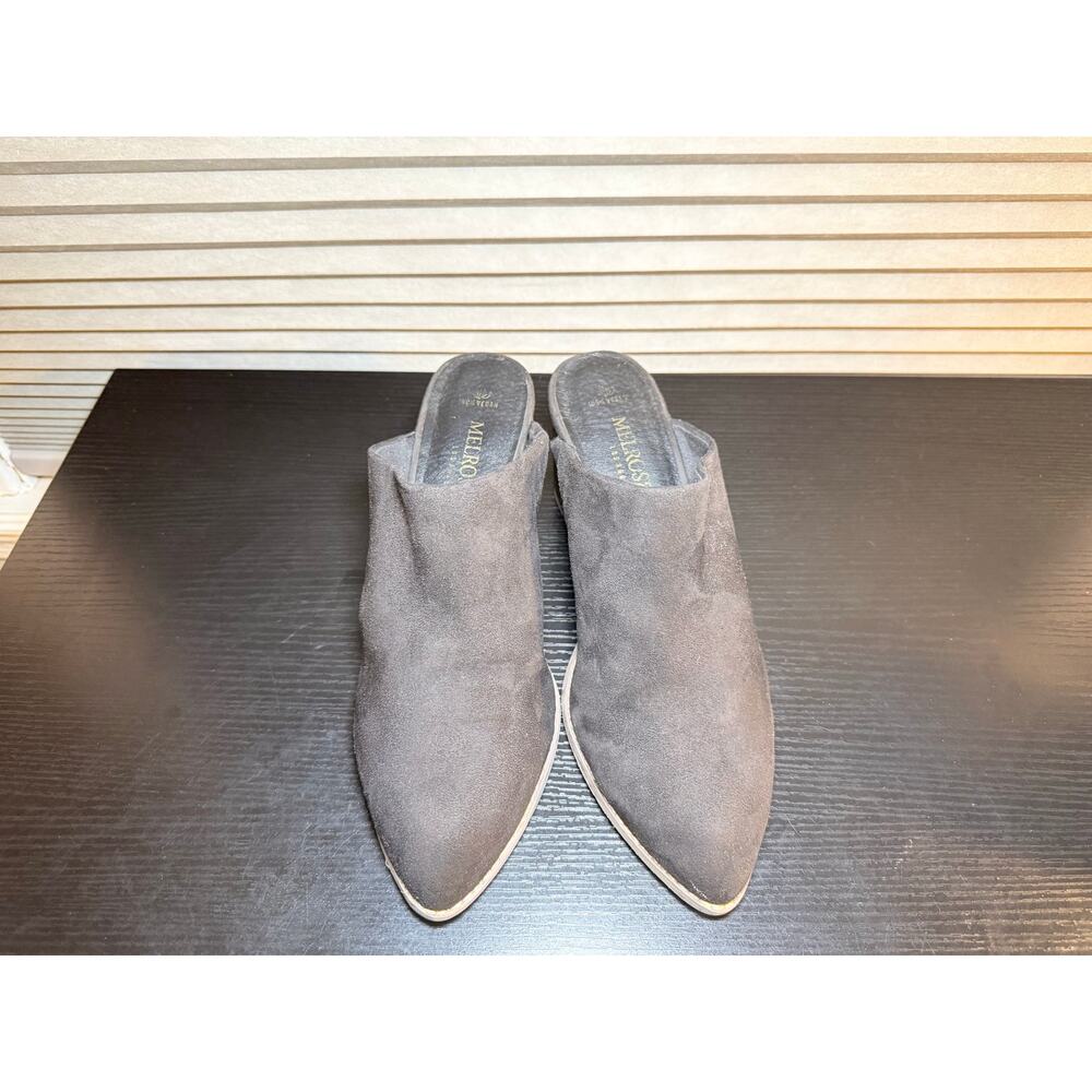 Melrose Ave Vegan Suede Mule Heels Black Slip On Block Heel Shoes Women’s Size 9 - Picture 4 of 11